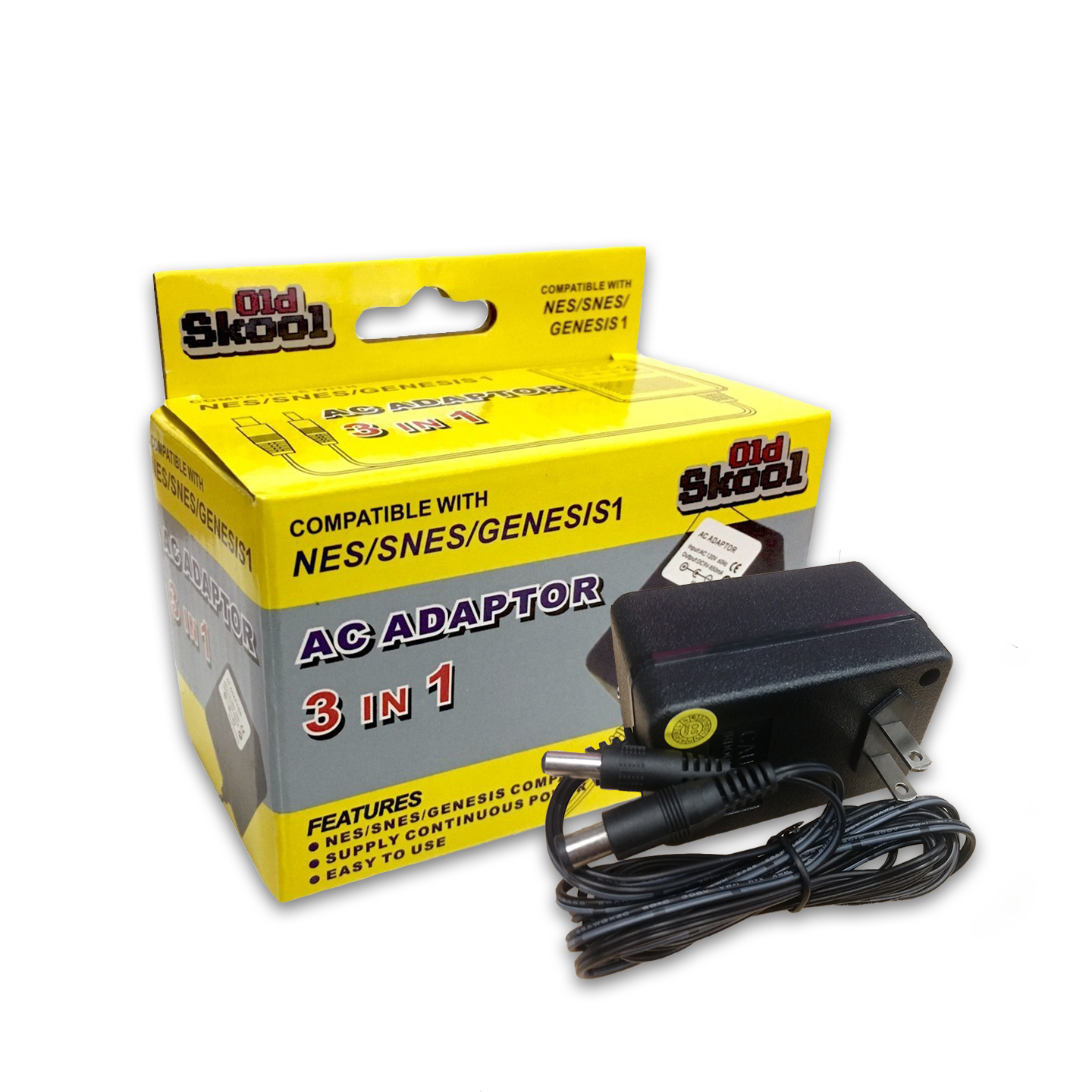 Old Skool 3 IN 1 AC ADAPTER - SNES / NES / GENESIS 1