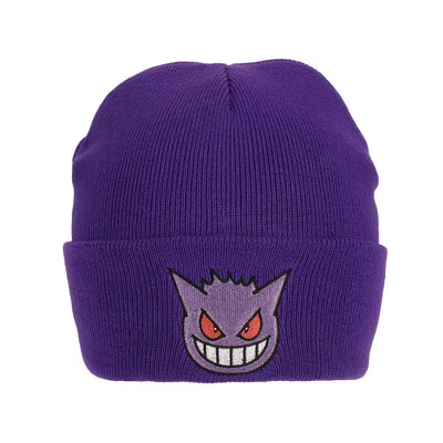 Pokemon Gengar Face Embroidered Cuff Beanie