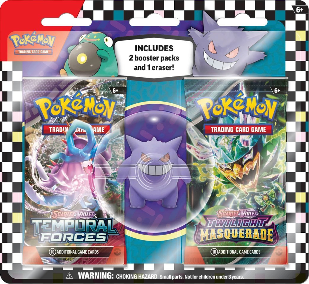 Pokemon Back to School Eraser Blister 2024 Bellibolt /Gengar