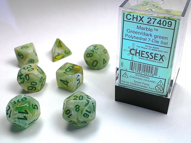 Chessex Marble Polyhedral 7ct Dice Set