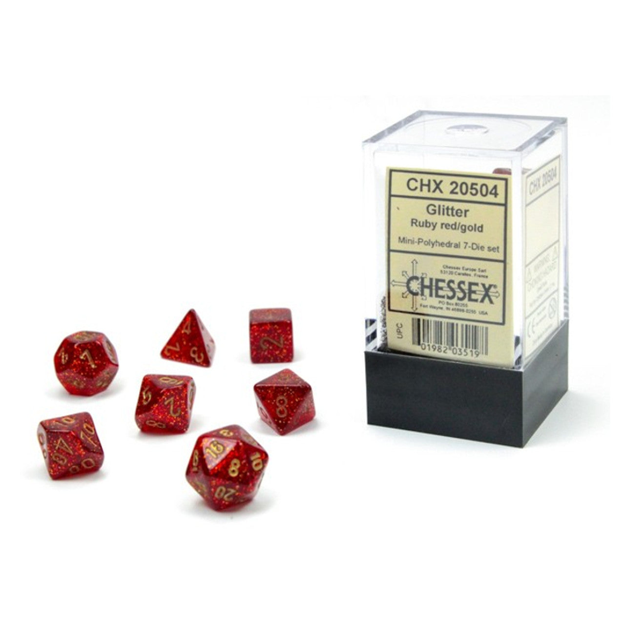 Chessex Mini Glitter Polyhedral 7ct Dice Set