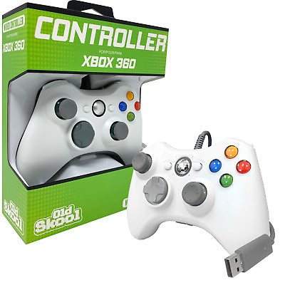 Old Skool White Wired USB Controller for PC & Xbox 360