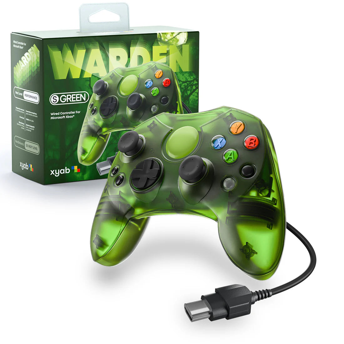 WARDEN Wired Original Xbox Controller - Clear Green
