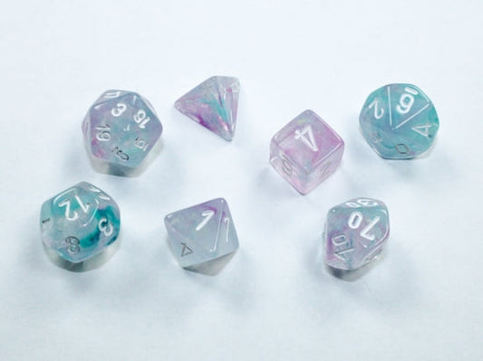 Chessex Mini Nebula Polyhedral 7ct Dice Set - Wisteria w/ White