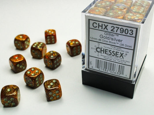 Chessex Glitter 12mm D6 36ct Dice Set