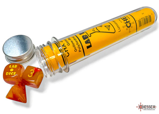 Chessex Luminary Lab Dice 7 Die Set Gellow-Red w/ Yellow