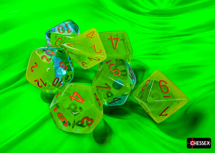 Chessex Gemini Plasma Green-Teal w/ Orange Dice Set