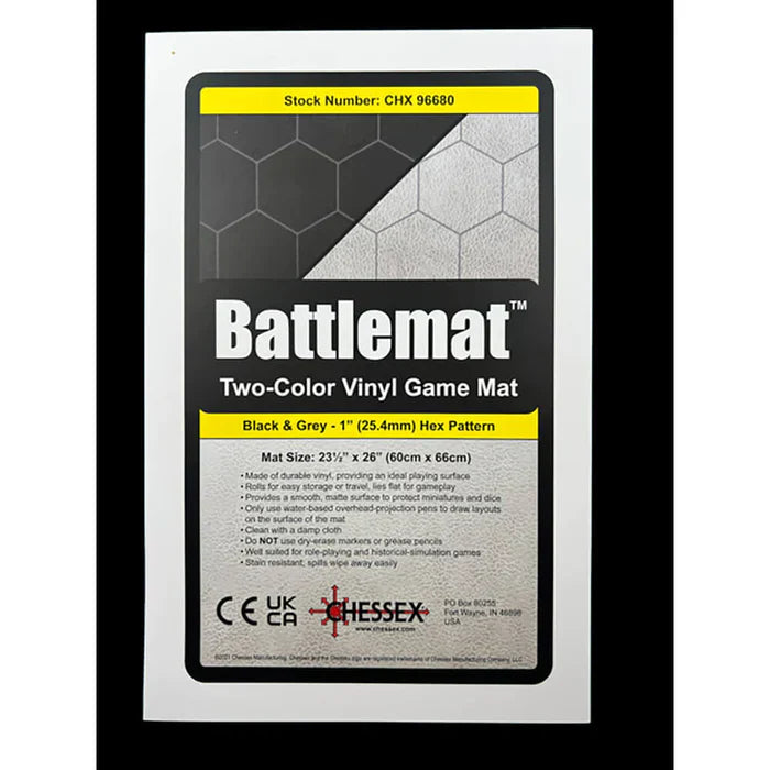 Chessex Black 1"" Hex Battlemat