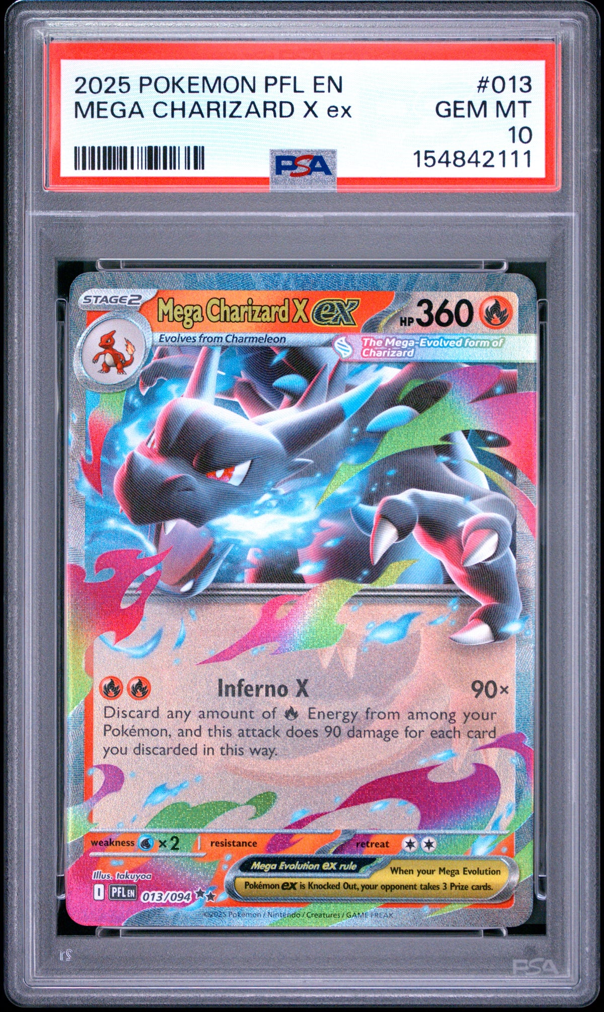 Mega Charizard X EX 013/094 Pfl En-Phantasmal Flames Pokemon PSA 10