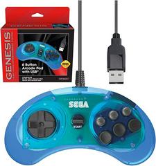 Retro-Bit Sega 6 Button Arcade Pad USB Port [Clear Blue] - Sega Genesis