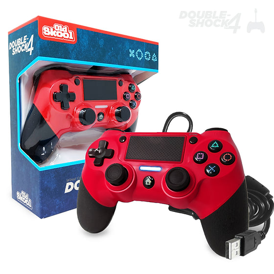 Old Skool Double-Shock 4 WIRED Controller for PS4 - Red