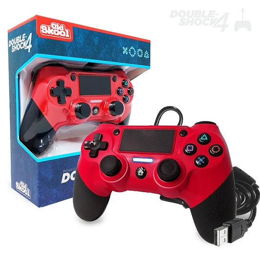 Old Skool Double-Shock 4 WIRED Red Controller for PS4