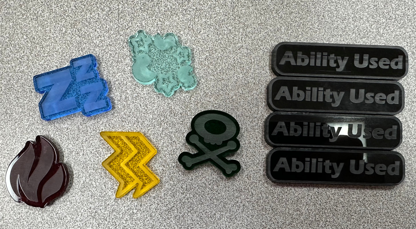 Pokemon Acrylic Condition and Ability Markers