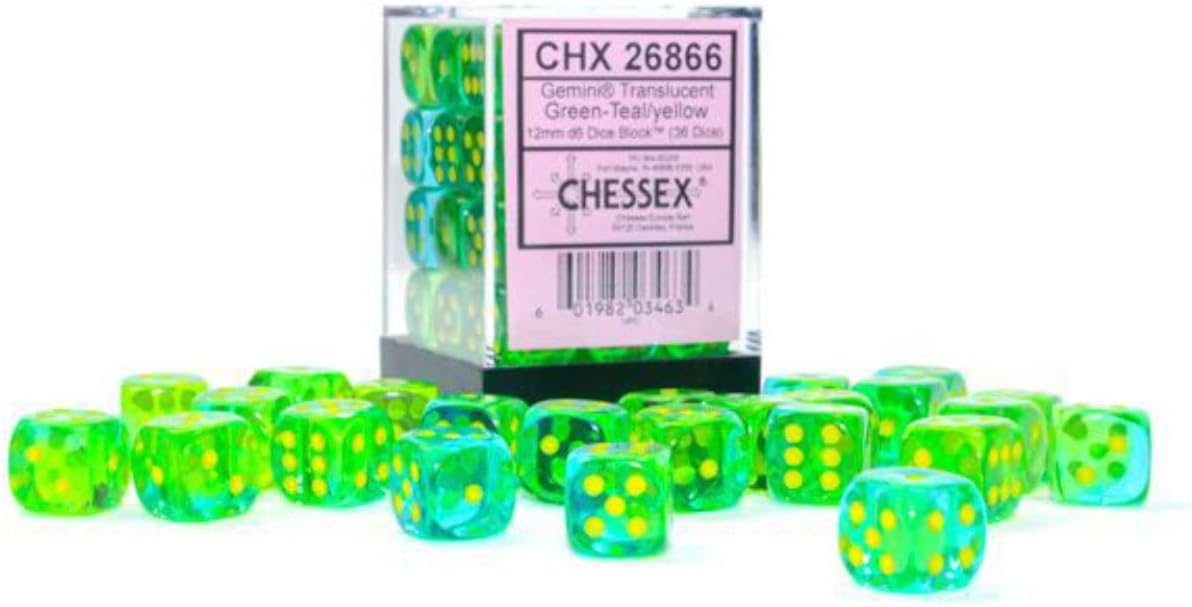 Chessex Translucent 12mm D6 36ct Dice Set