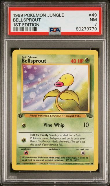PSA 7 Bellsprout 49/64 Jungle 1st Edition