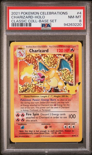 PSA 8 Charizard 4/102 Celebrations Classis Collection Holo 220