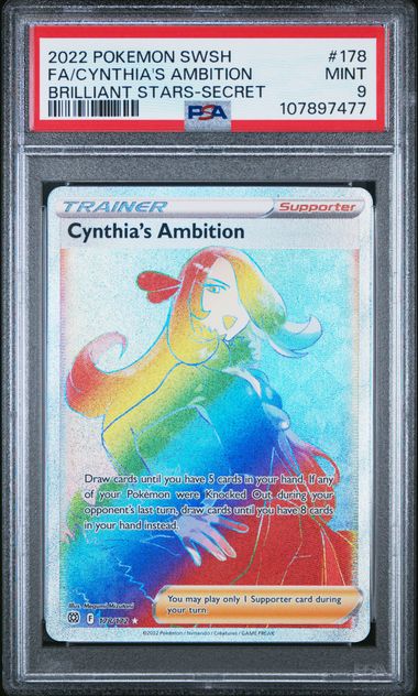 PSA 9 Cynthia's Ambition 178/172 Brilliant Stars Secret Rare