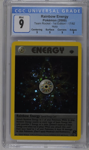 CGC 9 Rainbow Energy 17/82 Team Rocket 1st Edition Holo