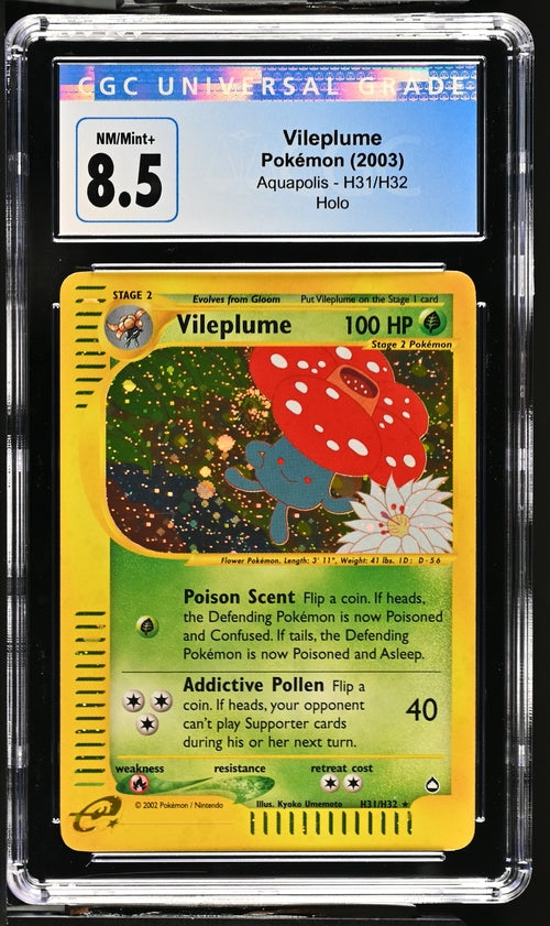 CGC 8.5 Vileplume H31/H32 Aquapolis Holo