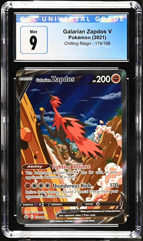 CGC 9 Galarian Zapdos V 174/198 Chilling Reign Ultra Rare