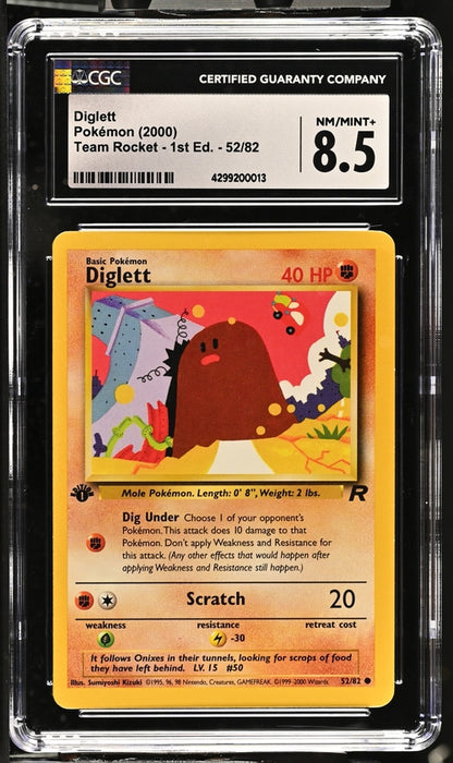 CGC 8.5 Diglett 52/82 Team Rocket 1st Edition
