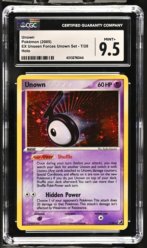 CGC 9.5 Unown T/28 EX Unseen Forces Unown Set Holo