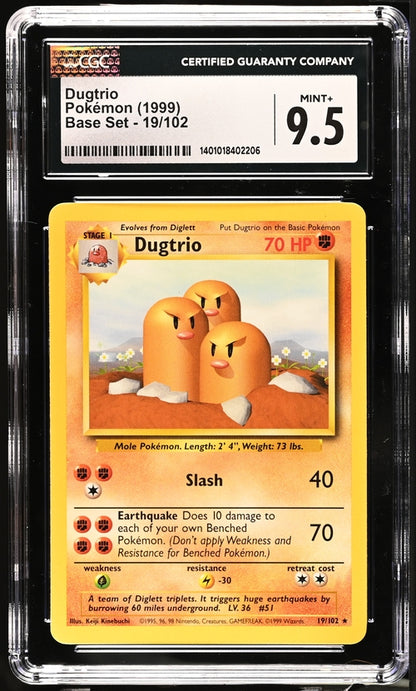 CGC 9.5 Dugtrio 19/102 Base Set 206