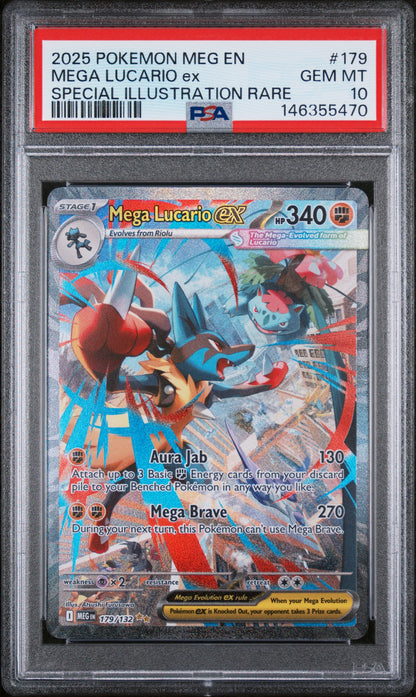 Mega Lucario EX 179/132 Special Illustration Rare Mega Evolution Pokemon PSA 10