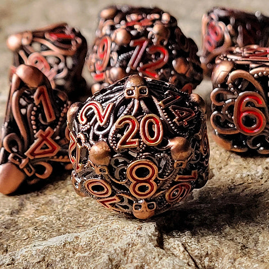 Fathomless Fate Copper Metal Dice Set Forged Gaming