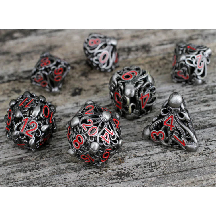 Fathomless Fate Gun Metal Dice Set Forged Gaming