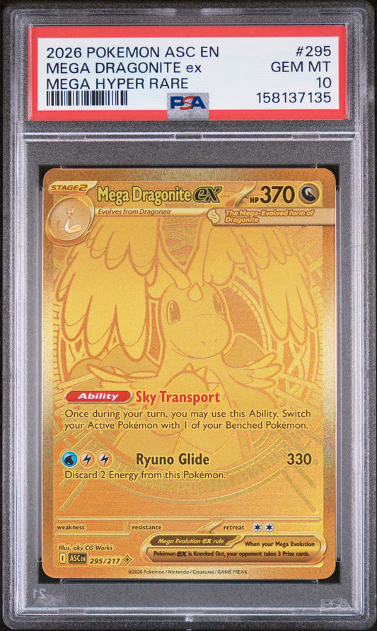 Mega Dragonite EX 295 Hyper Rare Ascended Heroes Pokemon PSA 10