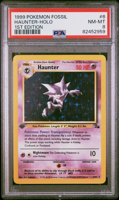 PSA 8 Haunter 6/62 Fossil 1st Edition Holo