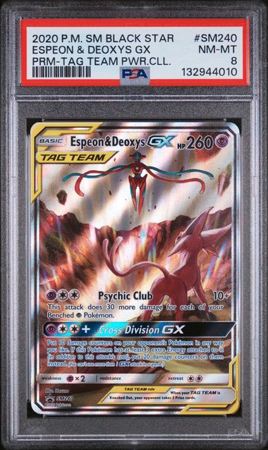 PSA 8 Espeon & Deoxys GX SM240 Sun & Moon Promos 010