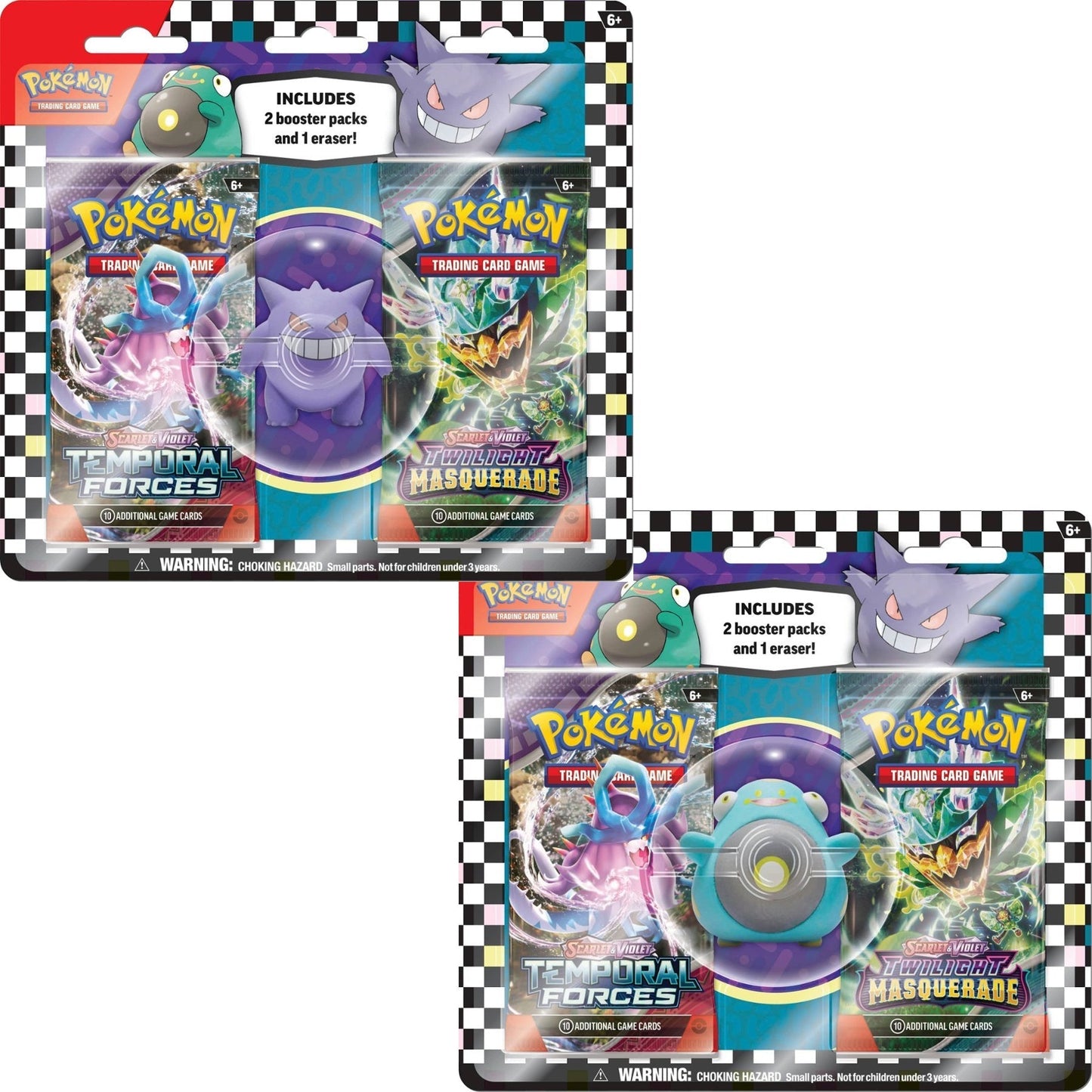 Pokemon Back to School Eraser Blister 2024 Bellibolt /Gengar