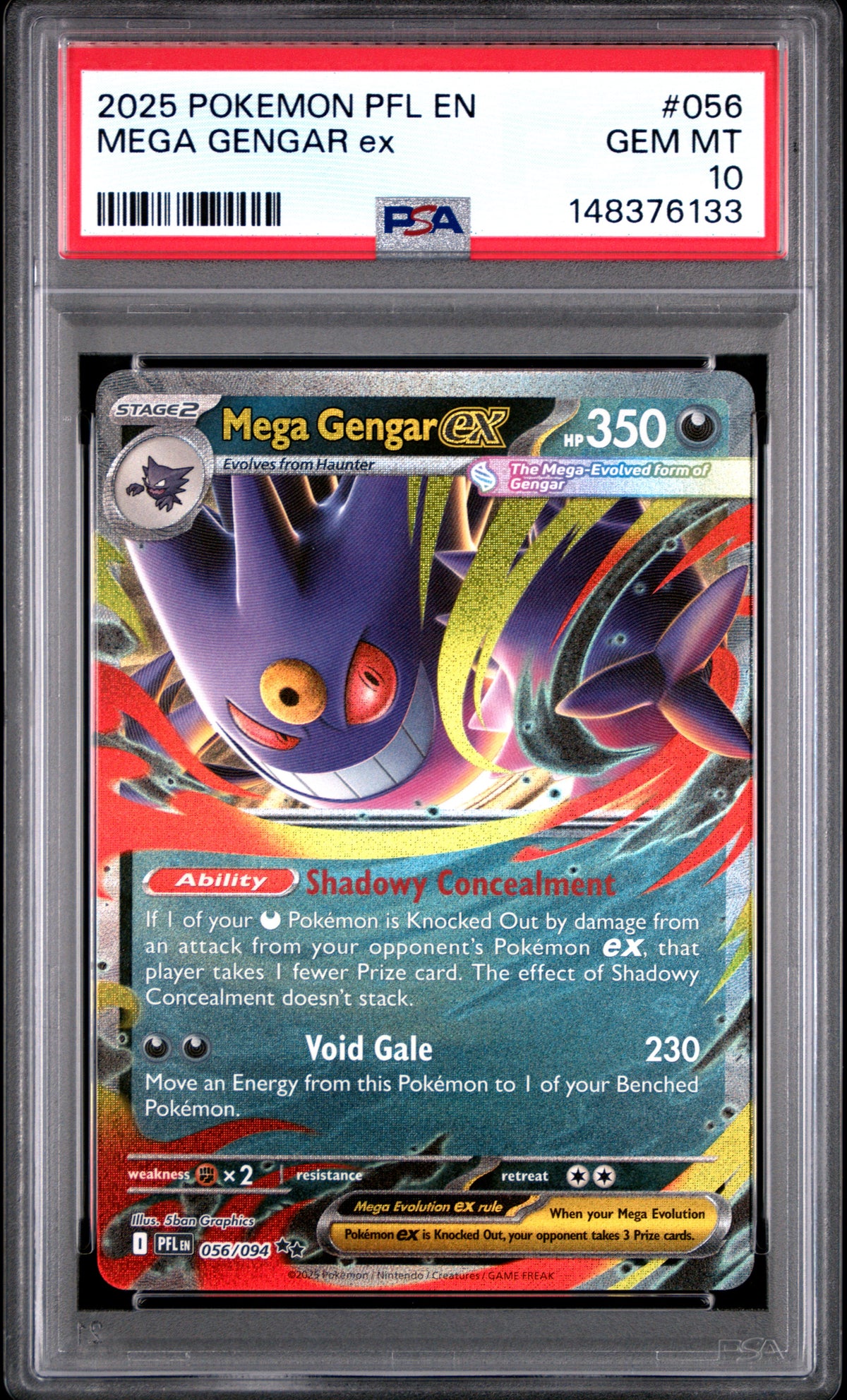 Mega Gengar EX 056/094 Pfl En-Phantasmal Flames Pokemon PSA 10