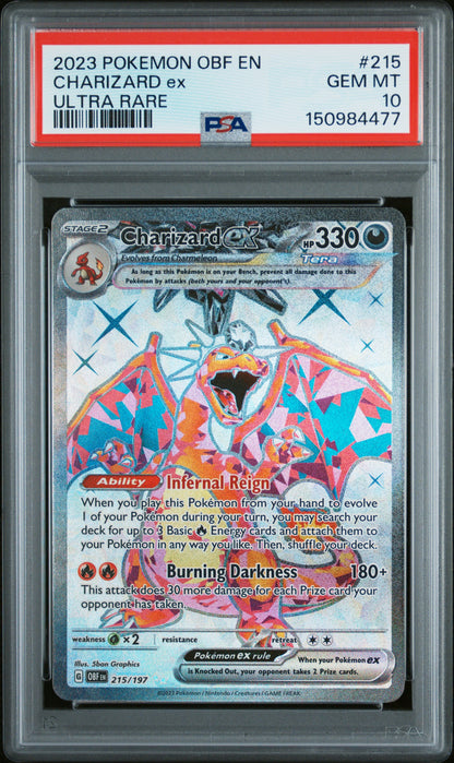 Charizard EX 215/197 Ultra Rare Obf En-Obsidian Flames Pokemon PSA 10