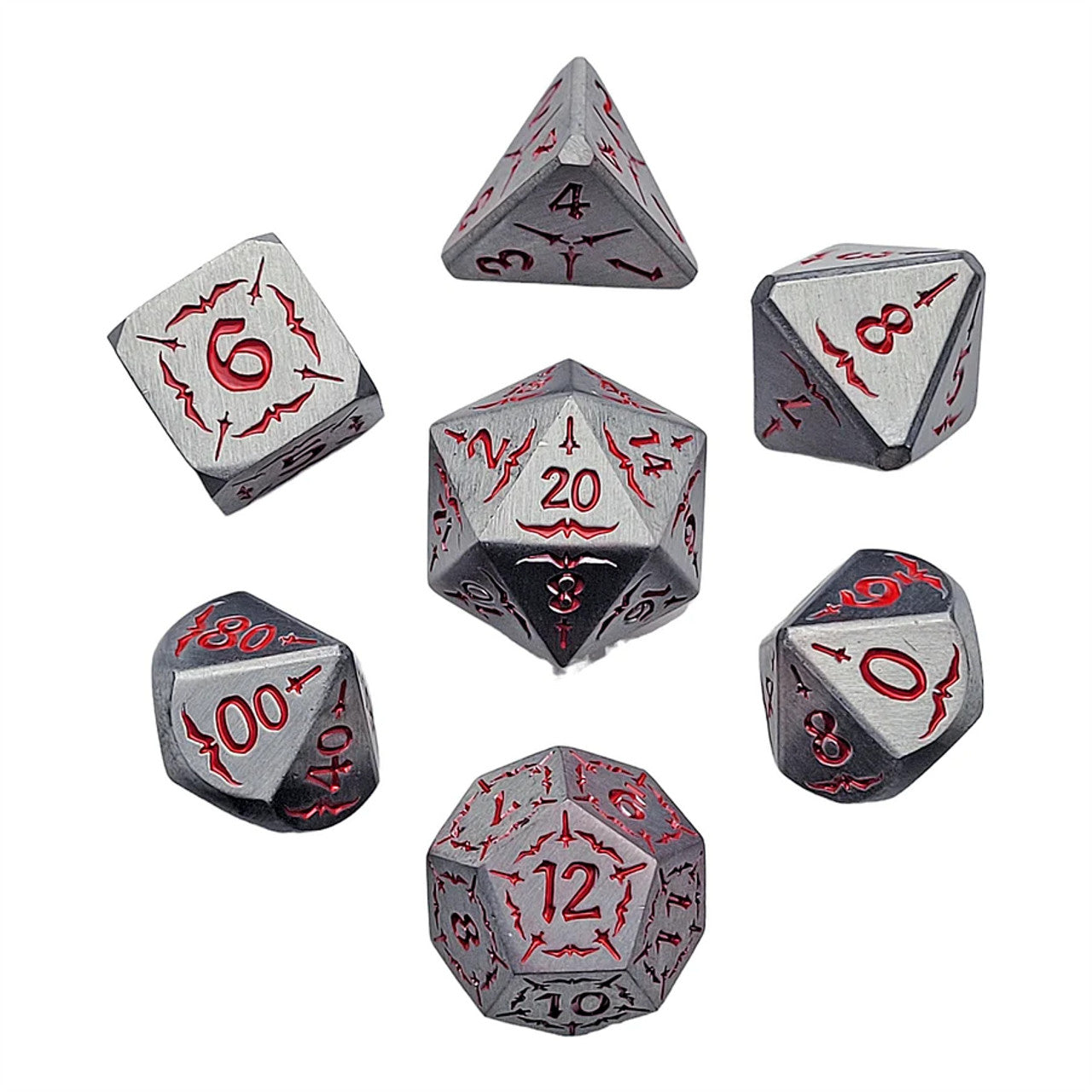 Rogue's Blade Silver Metal RPG Dice Set