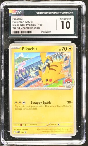 CGC 10 Pikachu 190 World Championships Black Star Promo