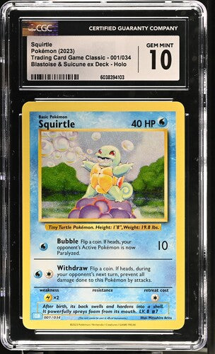 CGC 10 Squirtle 001/034 Trading Card Game Classic Holo Rare
