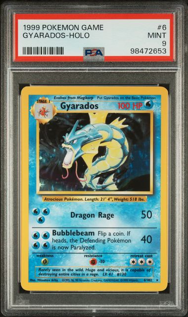 PSA 9 Gyarados 6/102 Base Set Holo