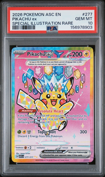 Pikachu EX 277 Special Illustration Rare Ascended Heroes Pokemon PSA 10