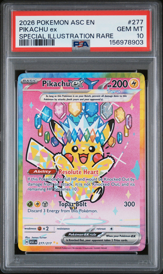Pikachu EX 277 Special Illustration Rare Ascended Heroes Pokemon PSA 10