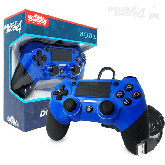 Old Skool Double-Shock 4 WIRED Blue Controller for PS4