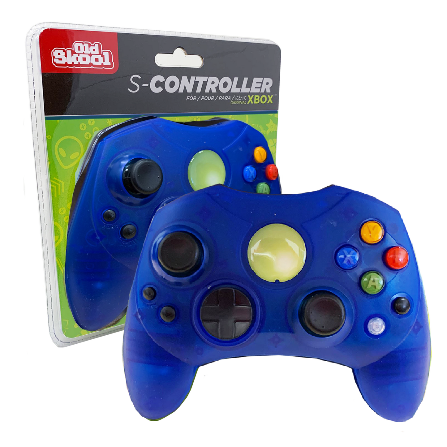 Old Skool Xbox Controller S-Type Wired Game Pad - Blue