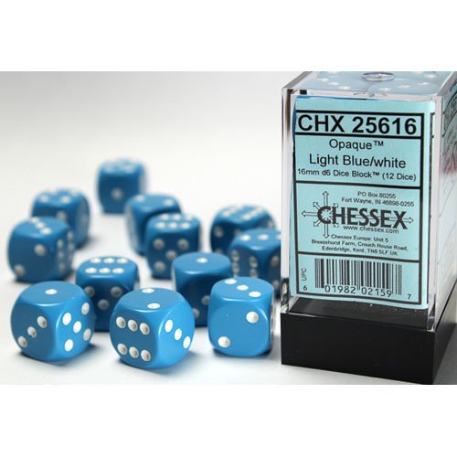 Chessex Opaque 16mm D6 12ct Dice Set