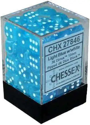 Chessex Cirrus 12mm D6 36ct Dice Set - Aqua w/ Silver