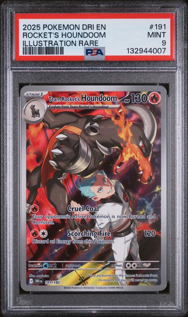 PSA 9 Team Rocket's Houndoom 191/182 Destined Rivals Illustration Rare 007