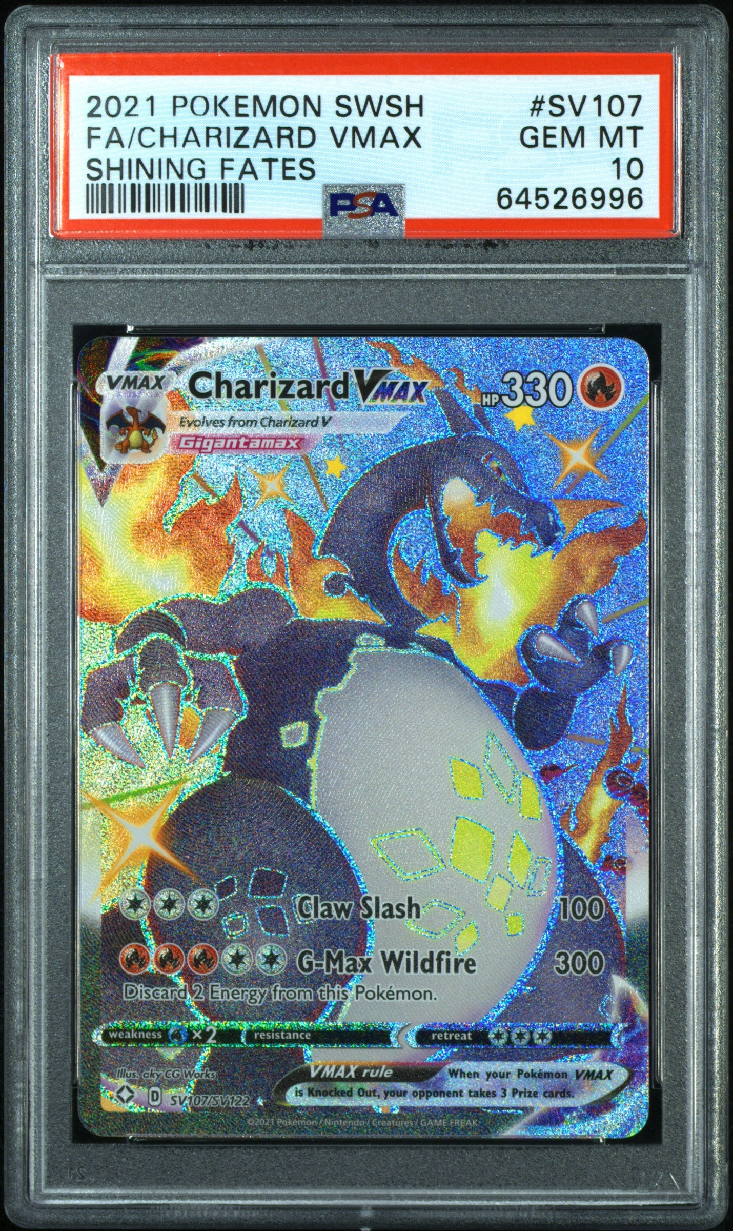 Charizard Vmax SV107/072 Shining Fates Pokemon PSA 10