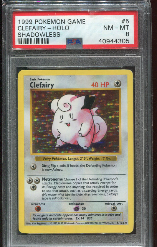 PSA 8 Clefairy 5/102 Base Set Shadowless Holo