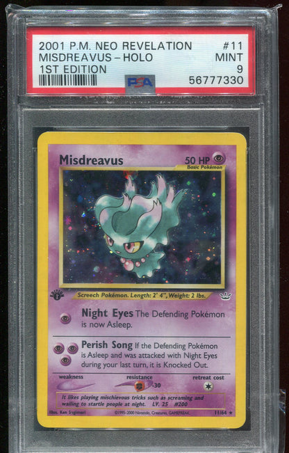 PSA 9 Misdreavus 11/64 Neo Revelation 1st Edition Holo